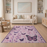 Pink Butterfly Vine Floral Rug