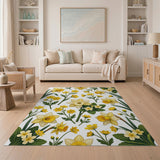 Vibrant Yellow Daffodil Floral Area Rug