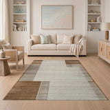 Textured Brown Tan Geometric Area Rug