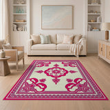 Pink Traditional Persian Border Area Rug