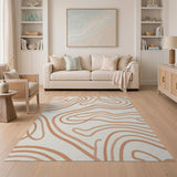 Abstract Orange Wavy Lines Area Rug