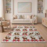 Festive Reindeer Red Bow Area Rug