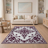 Purple Ornate Floral Medallion Rug