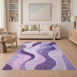 Abstract Area Wavy Purple Wavy Abstract Area Rug