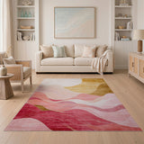 Abstract Pink Wave Mountain Area Rug