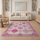 Vibrant Pink Persian Geometric Area Rug