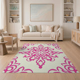 Hot Pink Floral Damask Area Rug