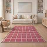 Blush Pink Textured Grid Area Rug