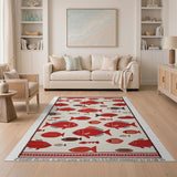 Vibrant Red Fish Flatweave Area Rug