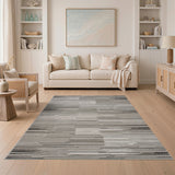 Grey Modern Grey Striped Geometric Area Rug