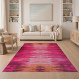Vibrant Pink Orange Zigzag Geometric Area Rug