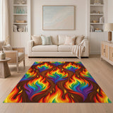 Vibrant Rainbow Flame Area Rug