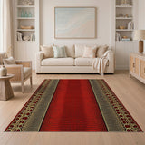Red Crocodile Scale Area Rug with Gold Borders