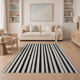 Black and White Distressed Vintage Distressed Black White Striped Area Rug