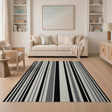 Bold Black White Vertical Stripe No. 28 Area Rug