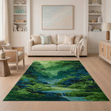 Misty Emerald Mountain Valley Area Rug