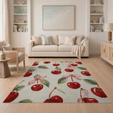 Red Fruit Pattern Cherry Fruit Pattern Area Rug