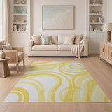 Swirling Yellow Abstract Area Rug