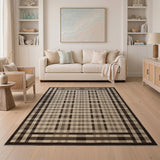 Grey Modern Grey Plaid Geometric Area Rug