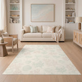 Coastal Seashell Coral Beige Area Rug