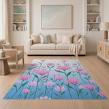 Pink Pink Cosmos Floral Area Rug