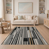 Geometric Modern Black and White Modern Black White Geometric Stripe Area Rug