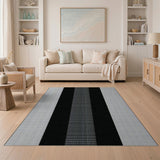 Geometric Modern Bold Black White Vertical Stripe Geometric Rug