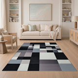 Modern Geometric Grey Patchwork Area Rug