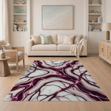 Purple Marble Vein Abstract Area Rug