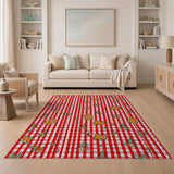 Festive Gingerbread Gingham Christmas Area Rug
