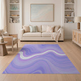 Purple Fluid Waves Abstract Area Rug
