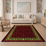 Ornate Red Scrollwork Persian Area Rug