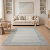 Grey Modern Grey Geometric Border Area Rug