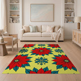 Multi-color and Patterns Red Poinsettia Floral Area Rug