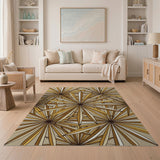 Beige and Neutral Beige Starburst Geometric Area Rug