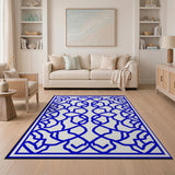 Intricate Blue Geometric Arabesque Area Rug