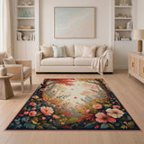 Vibrant Autumn Forest Peony Floral Rug