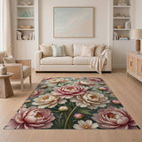 Lush Blush Peony Floral Area Rug