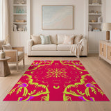 Vibrant Red Floral Motif Area Rug