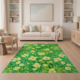Yellow Flowers Lush Green Area Rug
