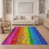 Rainbow Typography Mosaic Area Rug