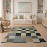 Neutral Patchwork Geometric Area Rug