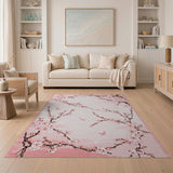 Blush Cherry Blossom Area Rug with Birds