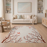 Pink Tree Branches Hummingbirds Area Rug
