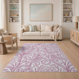 Pink Pink Swirling Floral Area Rug
