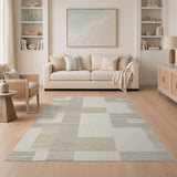 Abstract Geometric Beige Grey Area Rug