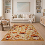 Brown and Tan Whimsical Mushroom Grove Area Rug