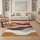 Multi-color and Patterns Wavy Abstract Multi-Color Area Rug