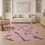 Vibrant Pink Wavy Abstract Abstract Area Area Rug