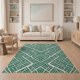 Emerald Green Geometric Lattice Area Rug